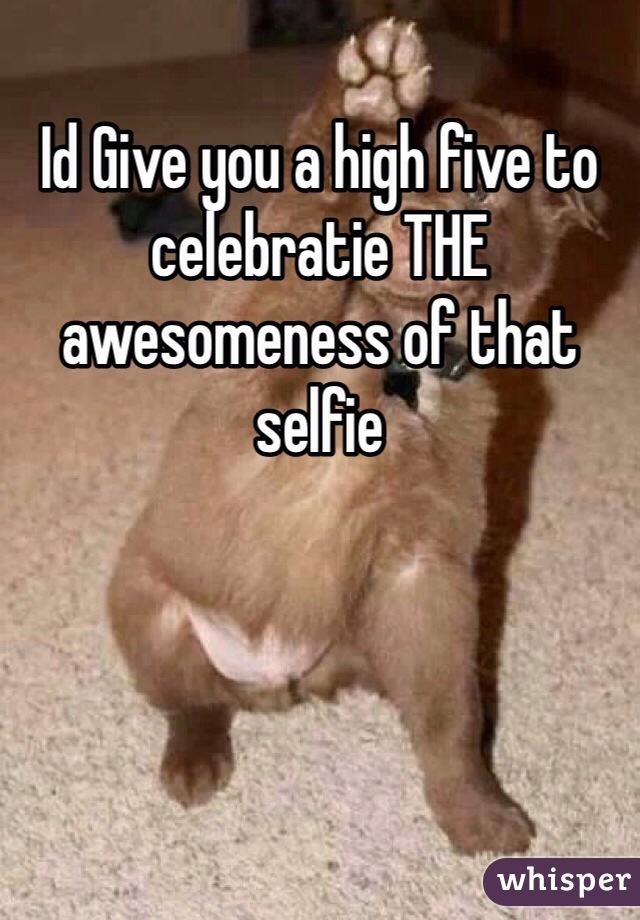Id Give you a high five to celebratie THE awesomeness of that selfie