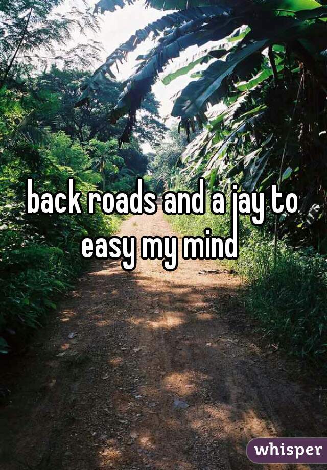 back roads and a jay to easy my mind  