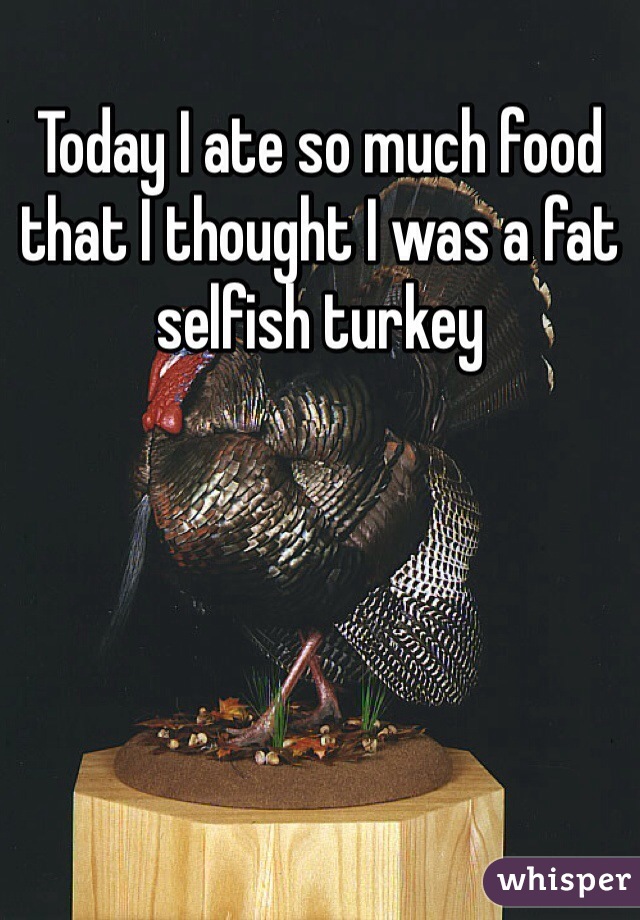 Today I ate so much food that I thought I was a fat selfish turkey