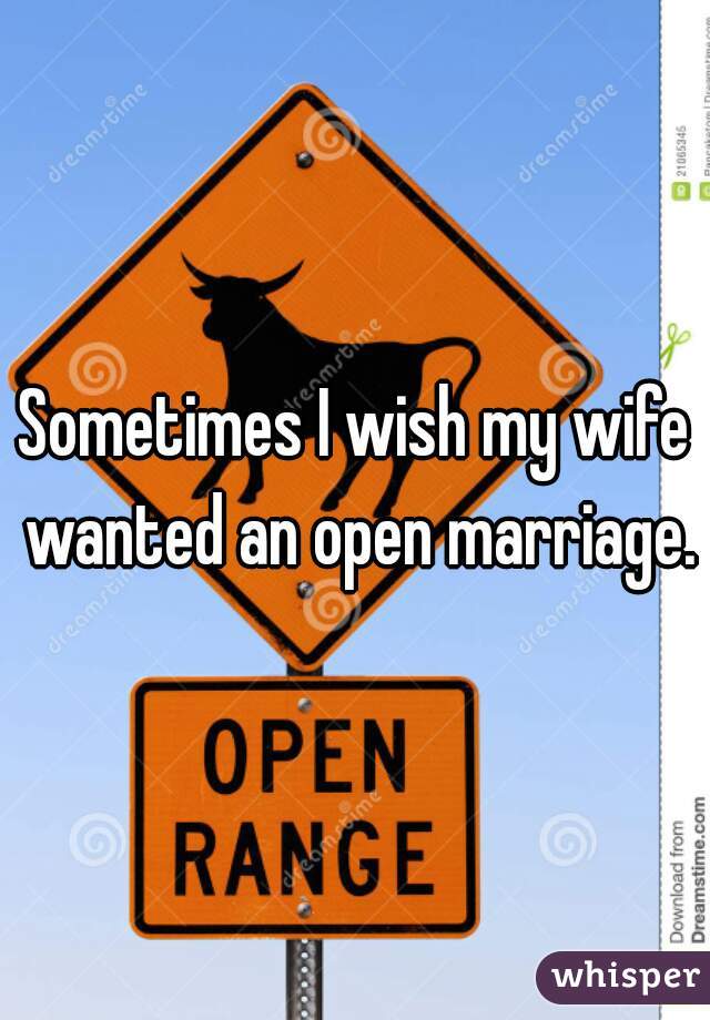 Sometimes I wish my wife wanted an open marriage.