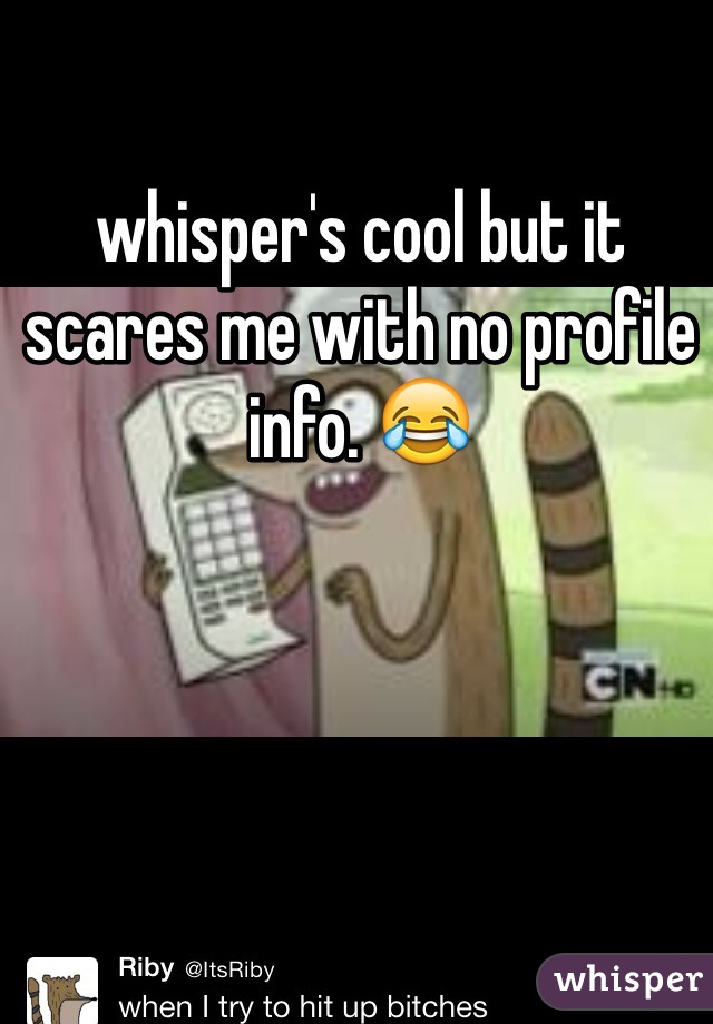 whisper's cool but it scares me with no profile info. 😂
