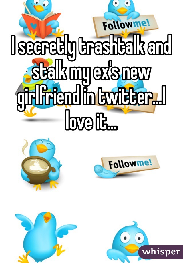 I secretly trashtalk and stalk my ex's new girlfriend in twitter...I love it...