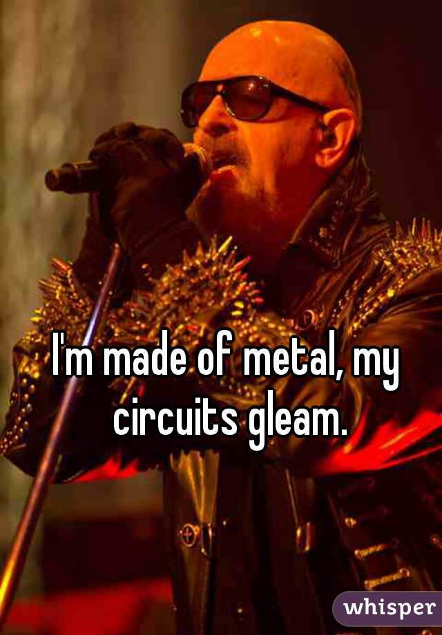 I'm made of metal, my circuits gleam.