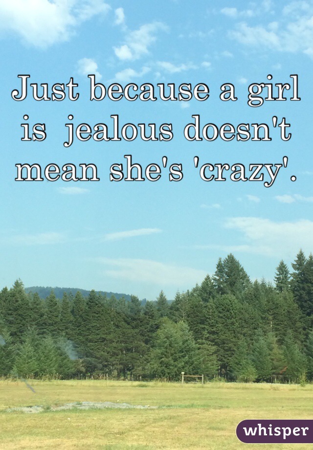 Just because a girl is  jealous doesn't mean she's 'crazy'. 