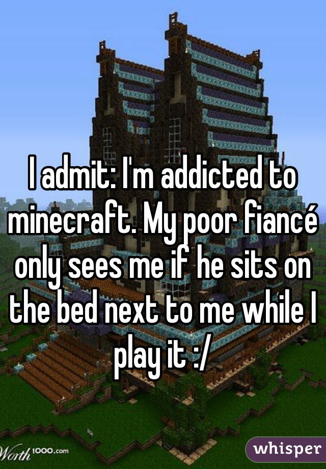 I admit: I'm addicted to minecraft. My poor fiancé only sees me if he sits on the bed next to me while I play it :/