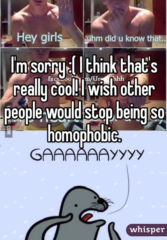 I'm sorry :( I think that's really cool! I wish other people would stop being so homophobic. 