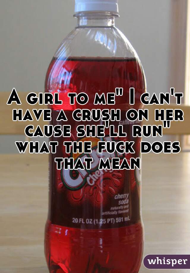 A girl to me" I can't have a crush on her cause she'll run" what the fuck does that mean