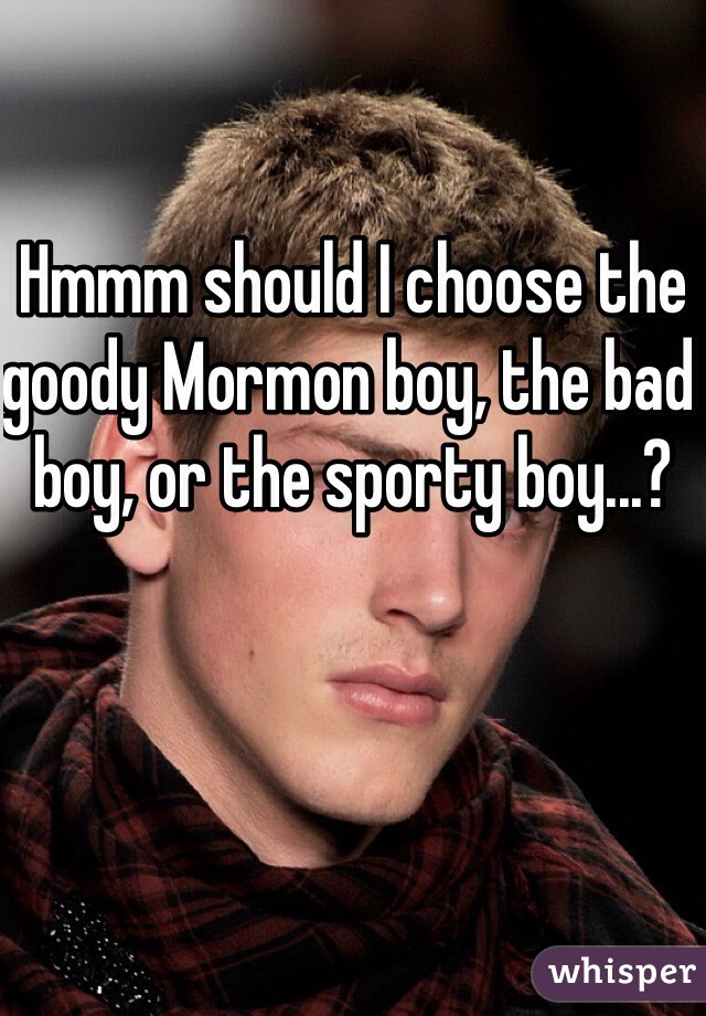Hmmm should I choose the goody Mormon boy, the bad boy, or the sporty boy...?