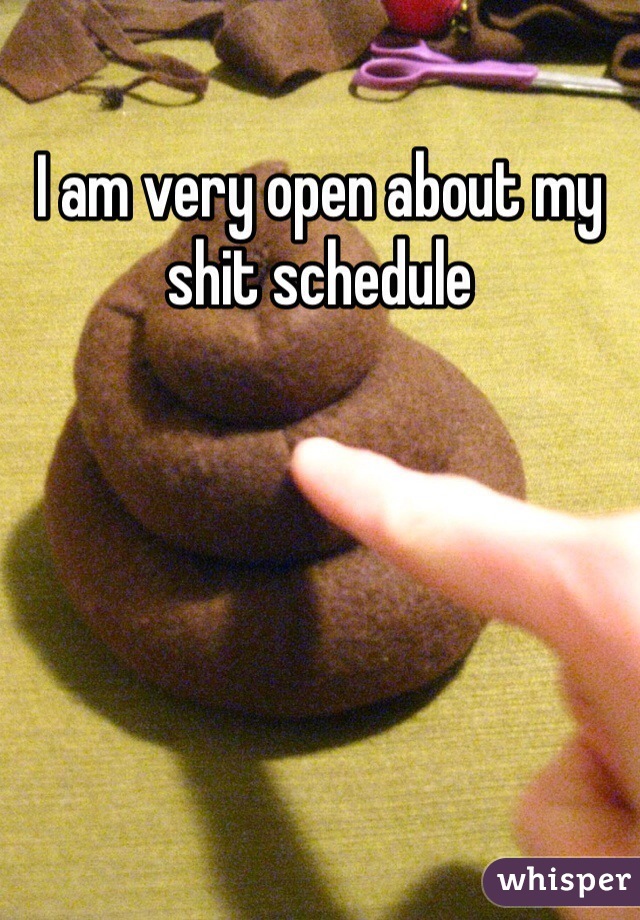 I am very open about my shit schedule 
