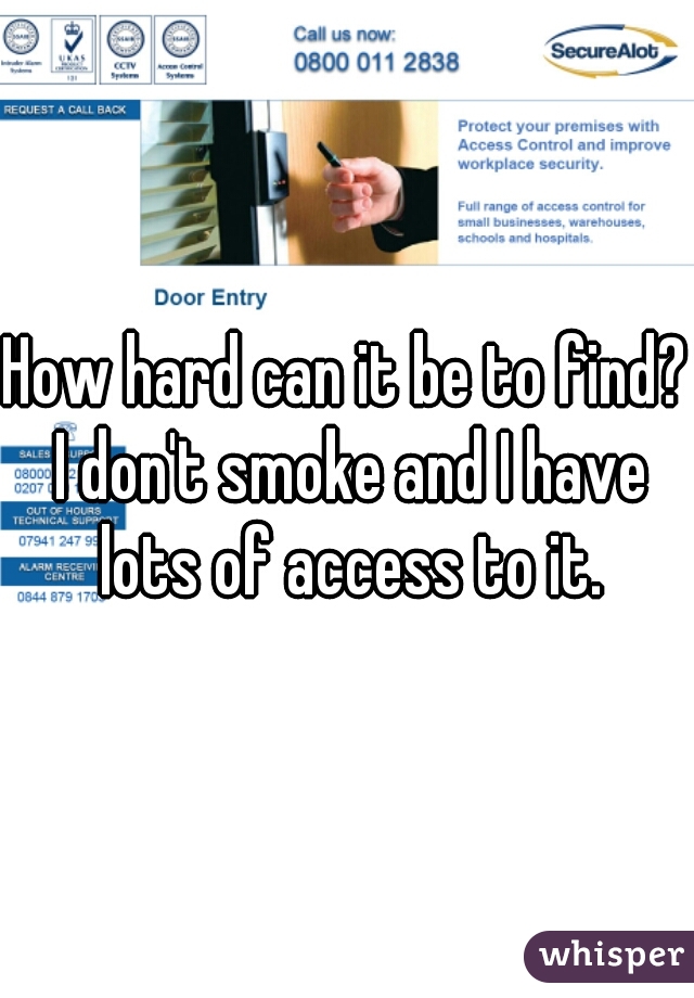 How hard can it be to find? I don't smoke and I have lots of access to it.