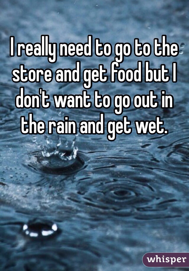 I really need to go to the store and get food but I don't want to go out in the rain and get wet. 