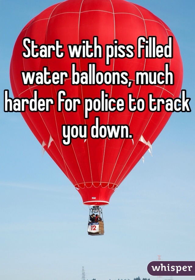 Start with piss filled water balloons, much harder for police to track you down. 