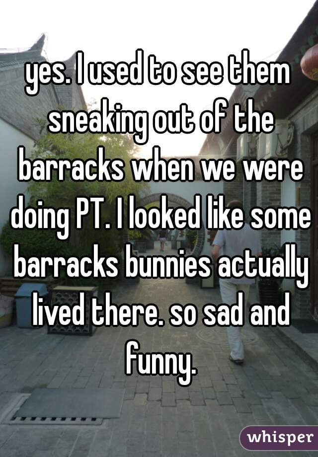 yes. I used to see them sneaking out of the barracks when we were doing PT. I looked like some barracks bunnies actually lived there. so sad and funny.