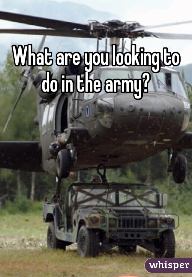 What are you looking to do in the army?