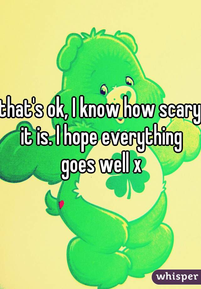 that's ok, I know how scary it is. I hope everything goes well x