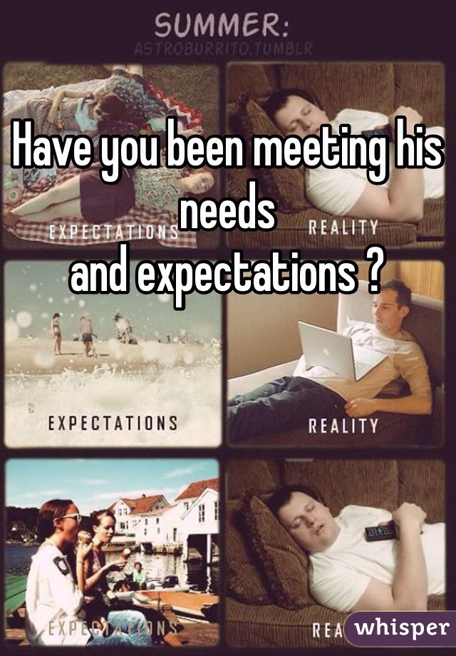 Have you been meeting his needs
and expectations ?