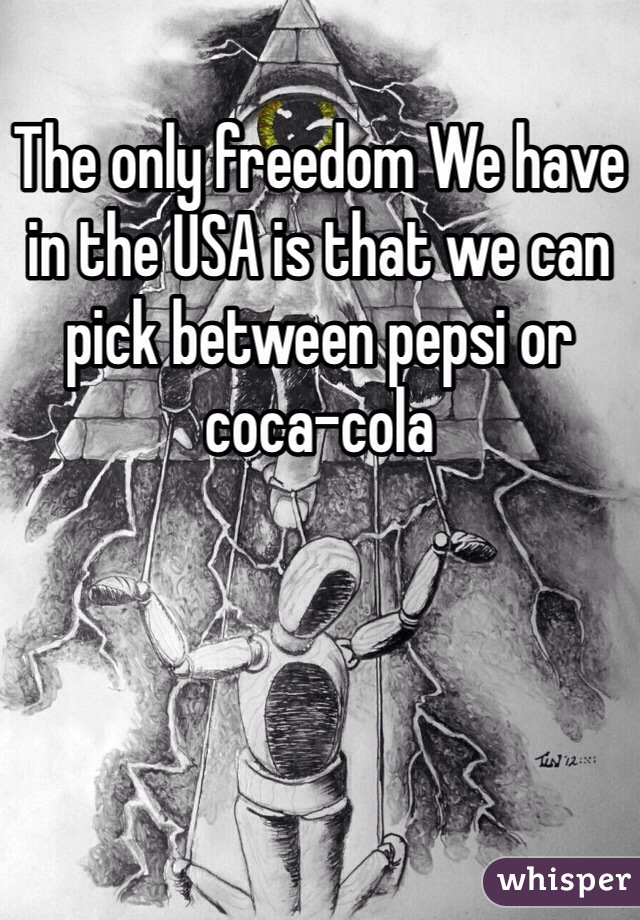 The only freedom We have in the USA is that we can pick between pepsi or coca-cola