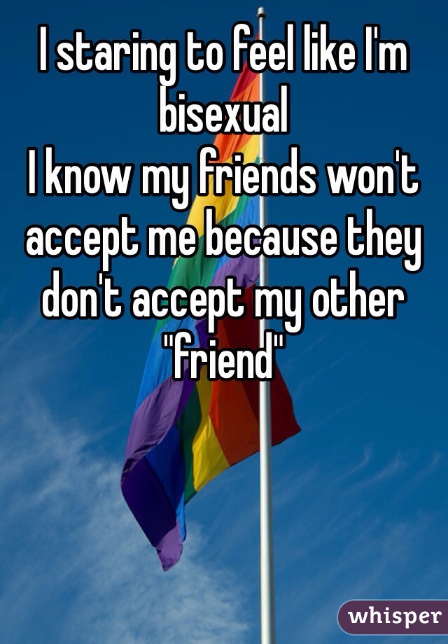 I staring to feel like I'm bisexual 
I know my friends won't accept me because they don't accept my other "friend"