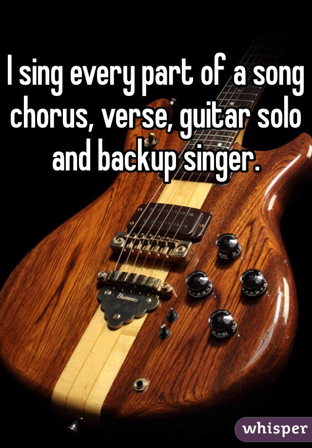 I sing every part of a song chorus, verse, guitar solo and backup singer. 