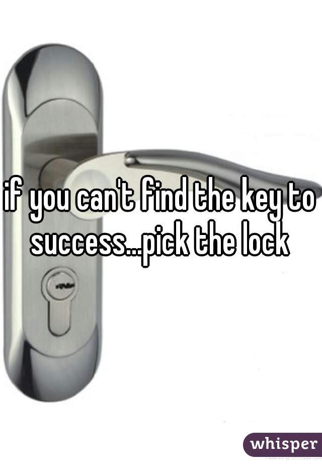 if you can't find the key to success...pick the lock 