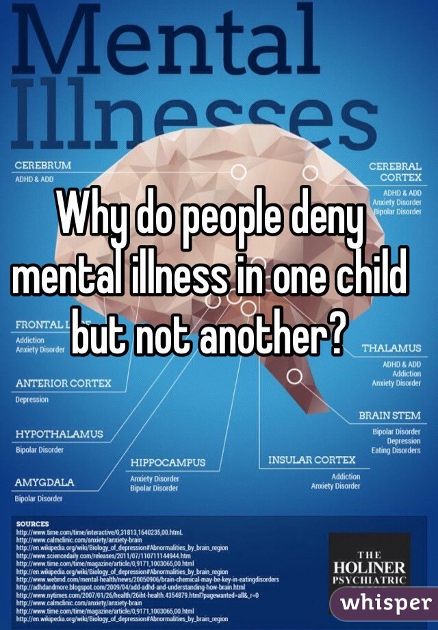 Why do people deny mental illness in one child but not another? 