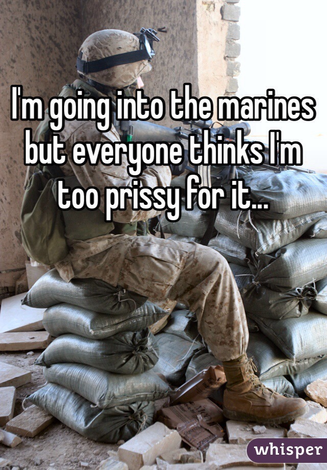 I'm going into the marines but everyone thinks I'm too prissy for it... 
