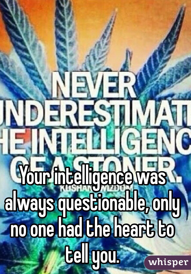 Your intelligence was always questionable, only no one had the heart to tell you.