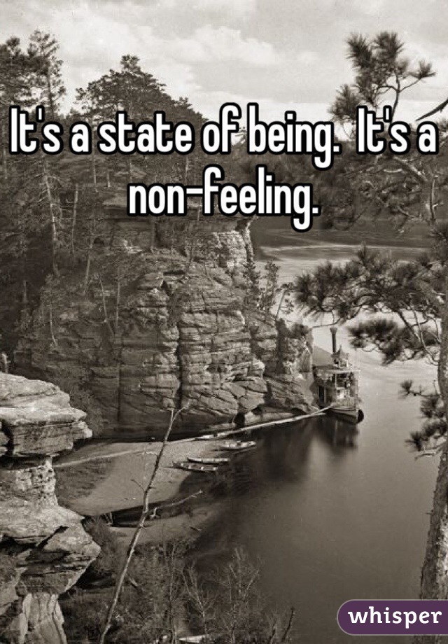 It's a state of being.  It's a non-feeling.