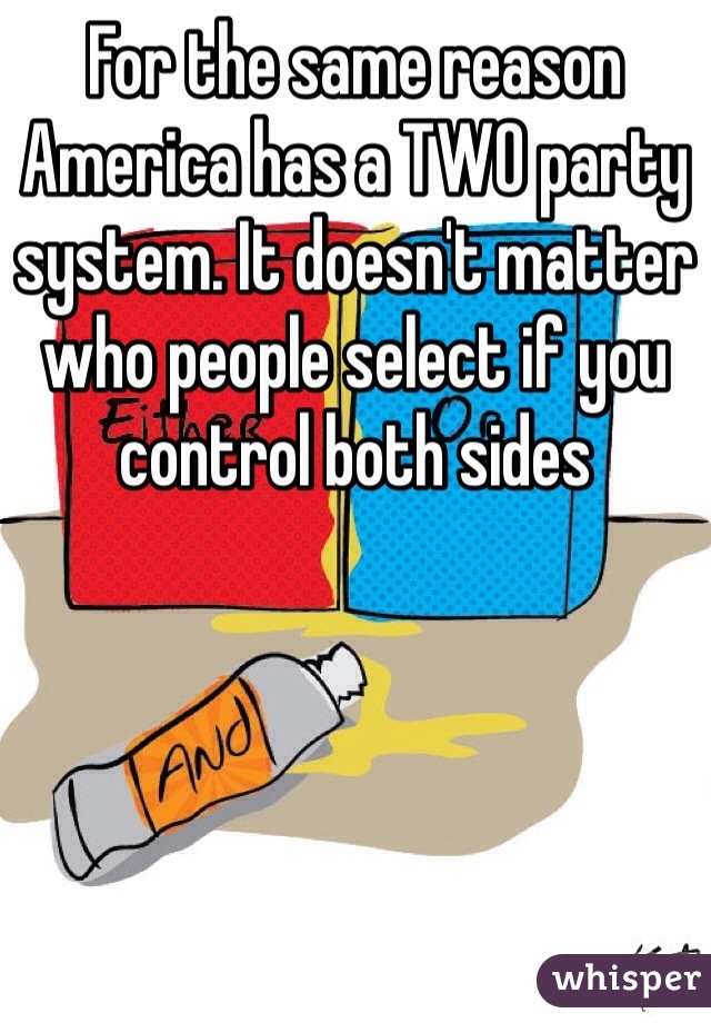 For the same reason America has a TWO party system. It doesn't matter who people select if you control both sides