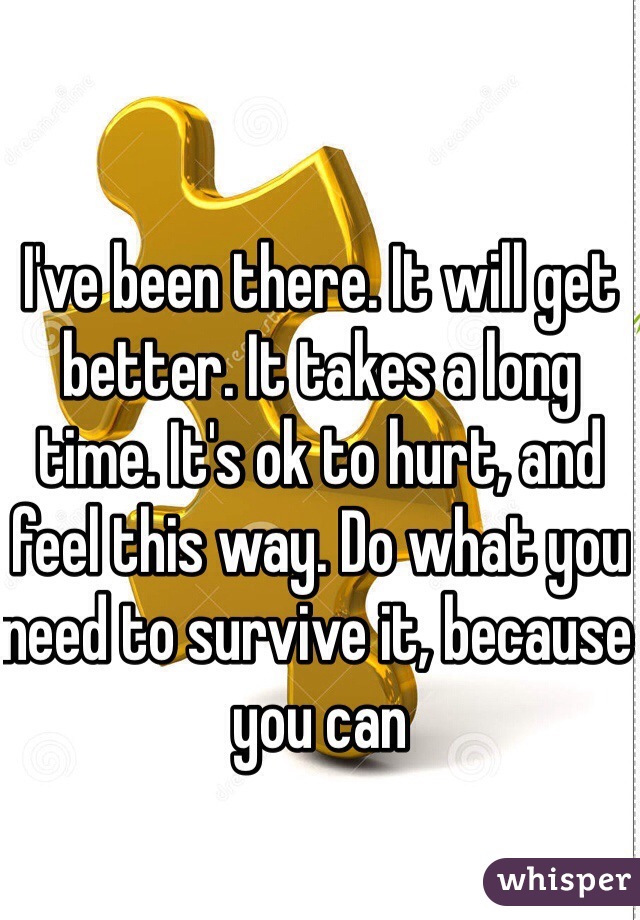 I've been there. It will get better. It takes a long time. It's ok to hurt, and feel this way. Do what you need to survive it, because you can