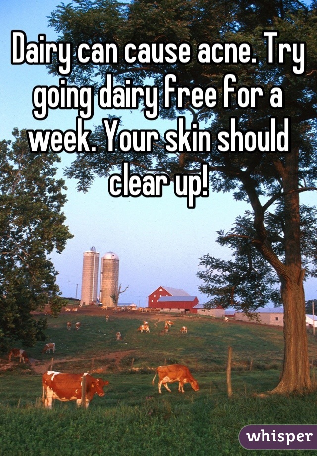 Dairy can cause acne. Try going dairy free for a week. Your skin should clear up!