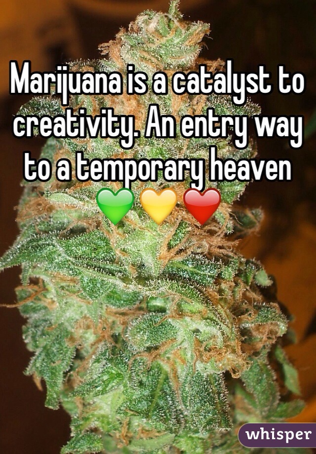 Marijuana is a catalyst to creativity. An entry way to a temporary heaven 💚💛❤️