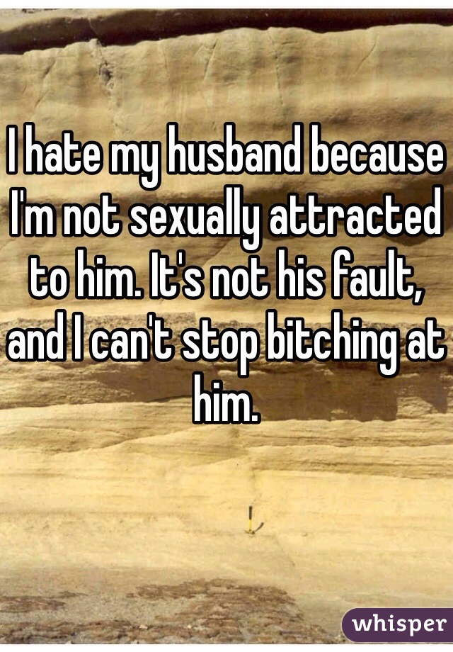 I hate my husband because I'm not sexually attracted to him. It's not his fault, and I can't stop bitching at him. 
