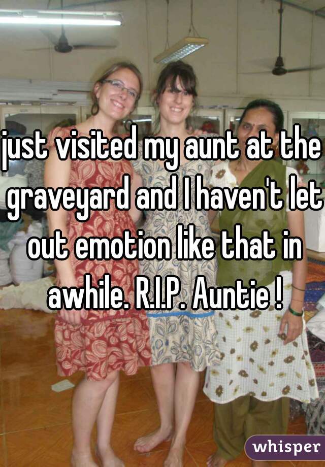 just visited my aunt at the graveyard and I haven't let out emotion like that in awhile. R.I.P. Auntie !