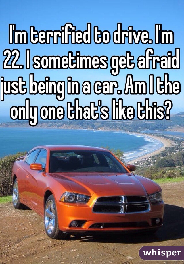 I'm terrified to drive. I'm 22. I sometimes get afraid just being in a car. Am I the only one that's like this? 