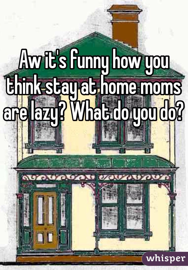 Aw it's funny how you think stay at home moms are lazy? What do you do?
