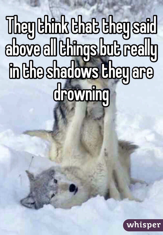 They think that they said above all things but really in the shadows they are drowning