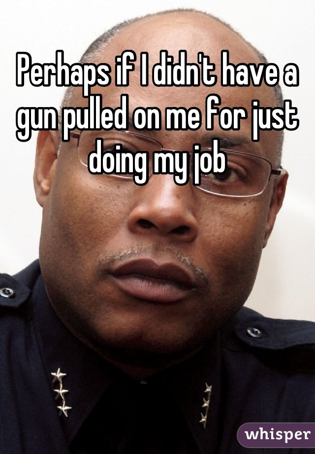 Perhaps if I didn't have a gun pulled on me for just doing my job