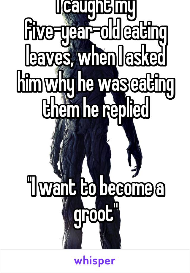 I caught my five-year-old eating leaves, when I asked him why he was eating them he replied


"I want to become a groot"

I'm not even mad.