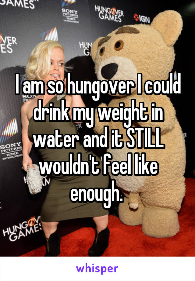 I am so hungover I could drink my weight in water and it STILL wouldn't feel like enough. 