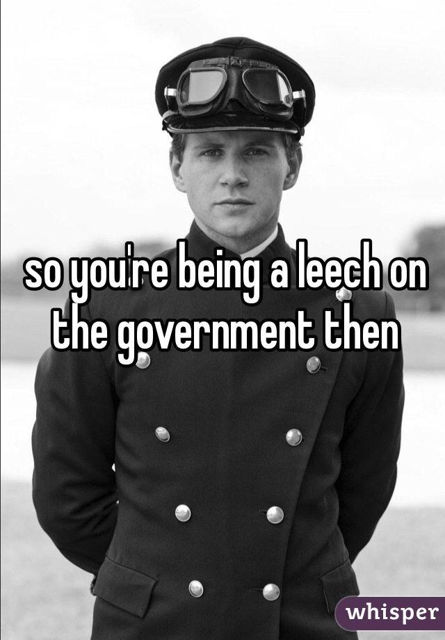 so you're being a leech on the government then