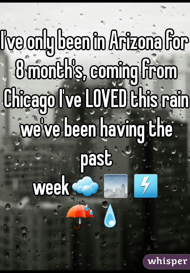 I've only been in Arizona for 8 month's, coming from Chicago I've LOVED this rain we've been having the past week☁🌁⚡☔💧 