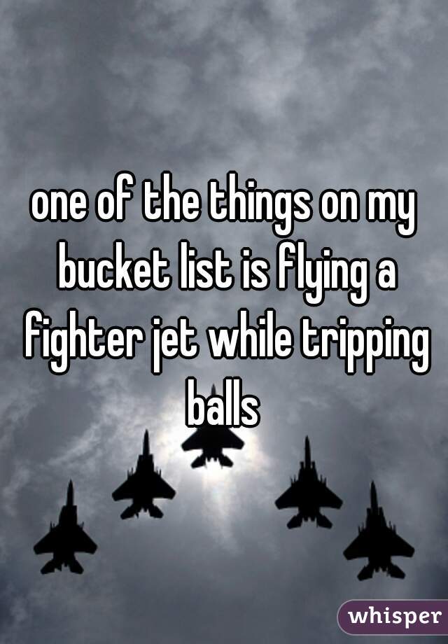 one of the things on my bucket list is flying a fighter jet while tripping balls 