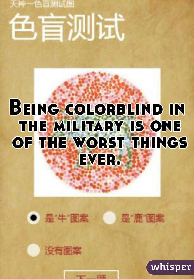 Being colorblind in the military is one of the worst things ever.