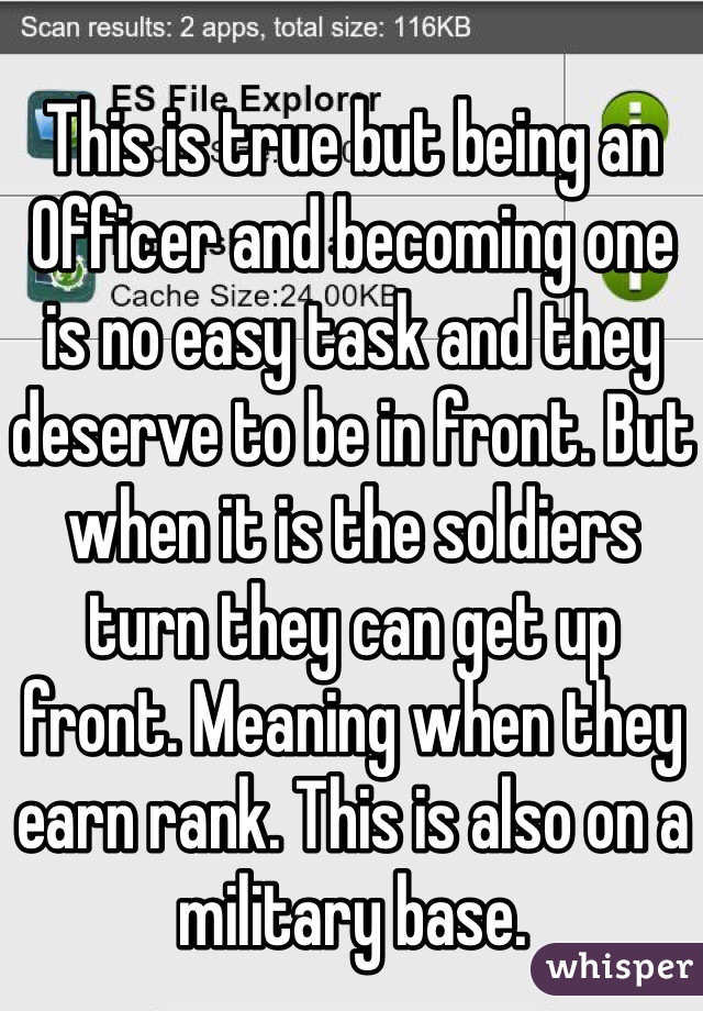 This is true but being an Officer and becoming one is no easy task and they deserve to be in front. But when it is the soldiers turn they can get up front. Meaning when they earn rank. This is also on a military base.