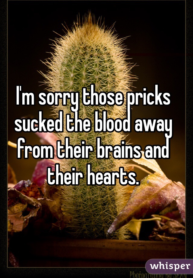 I'm sorry those pricks sucked the blood away from their brains and their hearts. 
