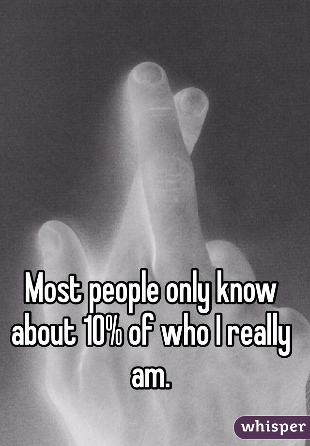 Most people only know about 10% of who I really am.
