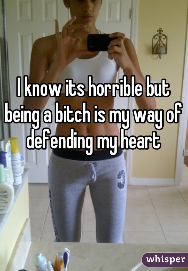 I know its horrible but being a bitch is my way of defending my heart