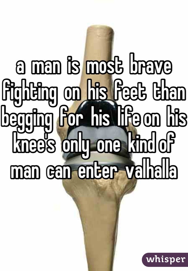 a  man  is  most  brave  fighting  on  his  feet  than  begging  for  his  life on  his  knee's  only  one  kind of  man  can  enter  valhalla 