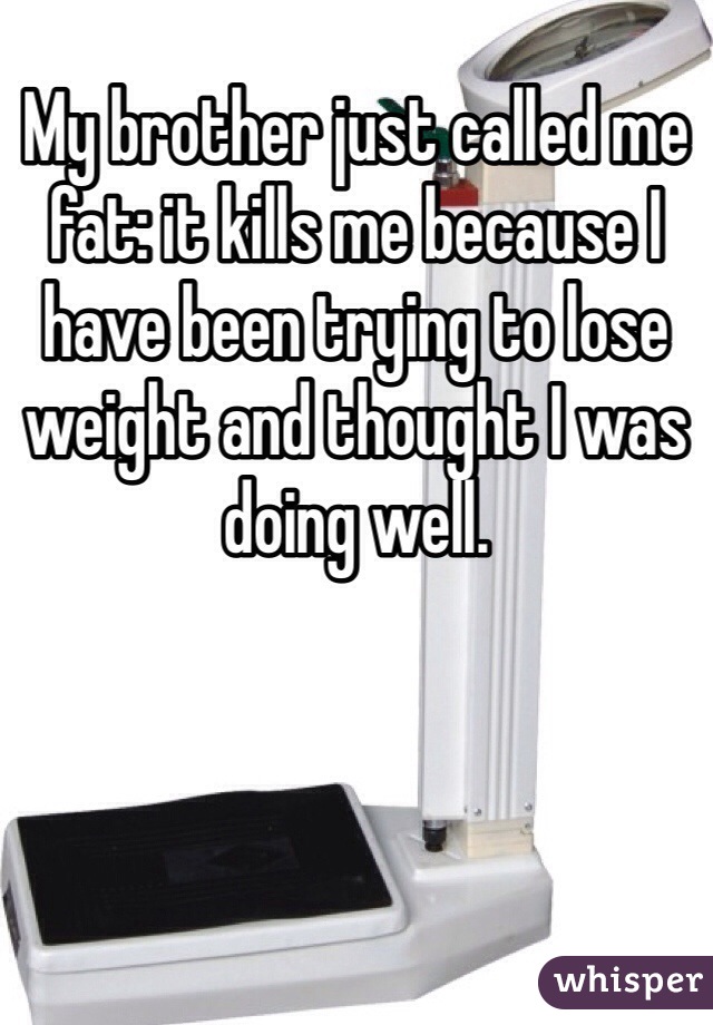 My brother just called me fat: it kills me because I have been trying to lose weight and thought I was doing well. 